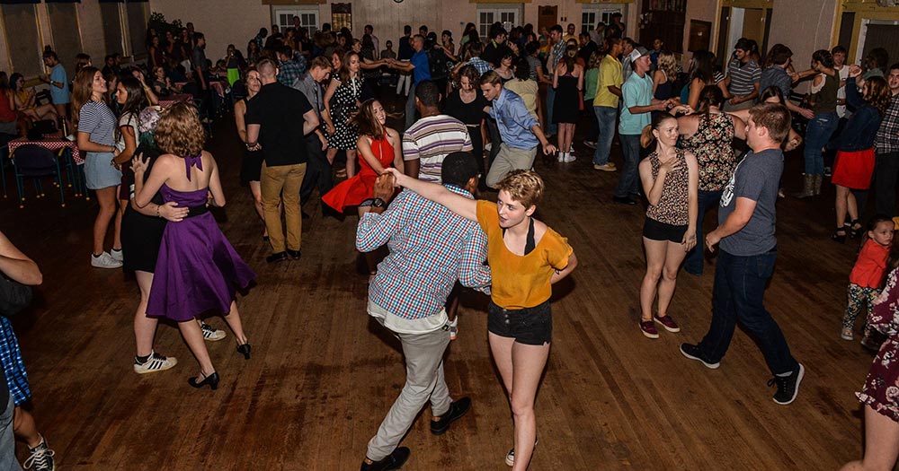 Swing dancers dancing to the music of the Long Island Jazz Orchestra